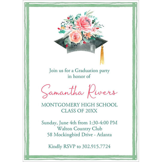 Floral Graduation Cap Invitations